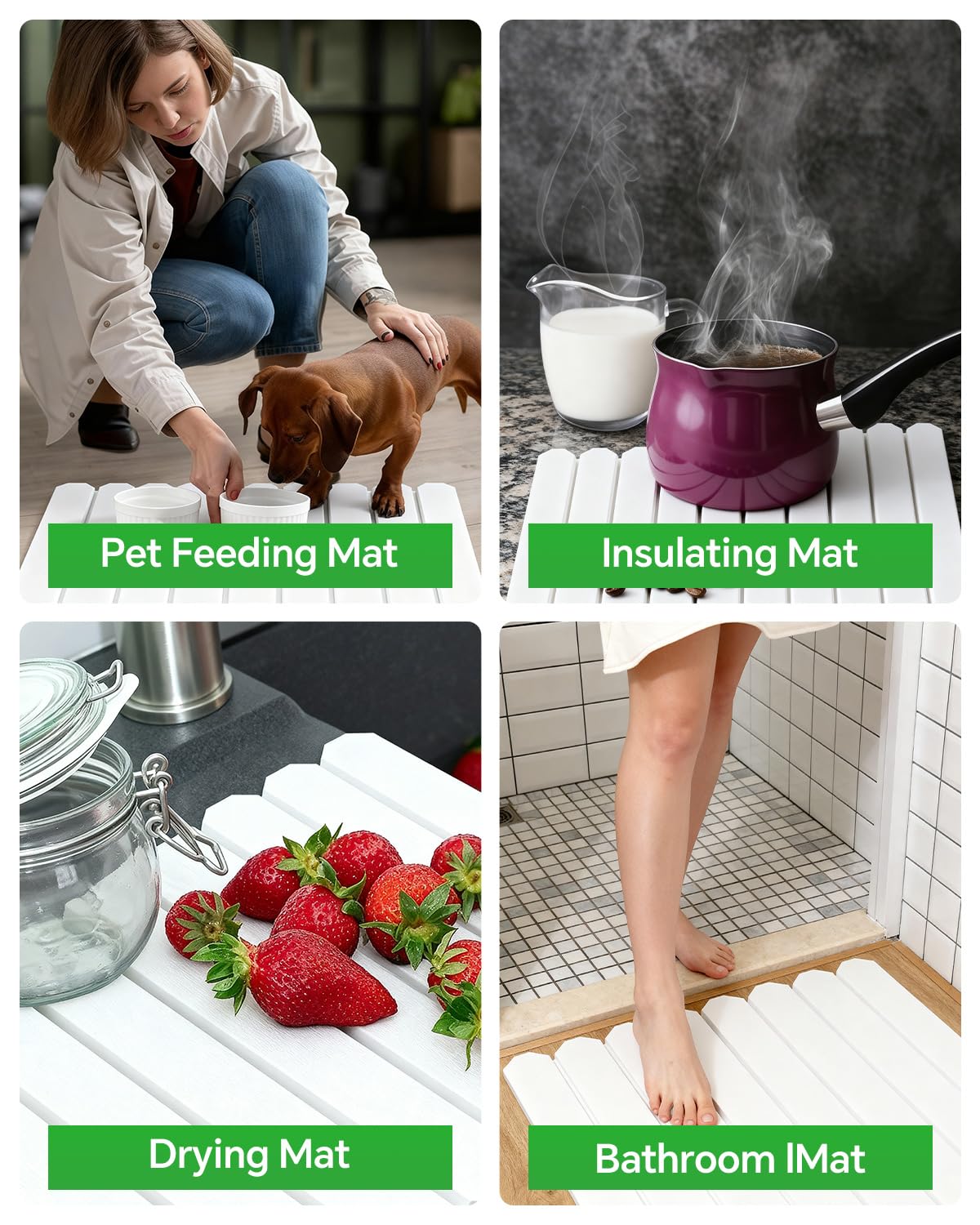 White Stone Drying Mat for Kitchen Counter, Diatomaceous Dish Drying Mat 16x24 Inch, Fast-Absorbing Quick-Dry Non-Slip Sink Tray