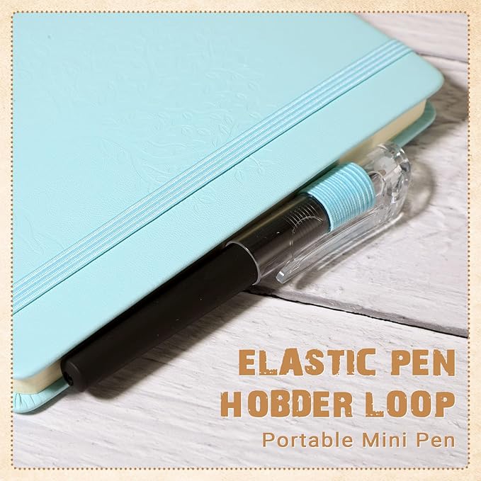 Estune Tree Small Notebooks Pen Leather Lined Pocket Subject Notebooks Hardcover Pocket Notepad Cute Ruled Leather Journals with Pen Holder for Men Women School Business, A6(Elegant Color,30 Set)