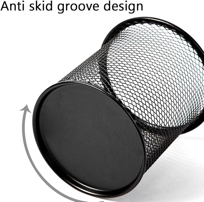 Ameceres 4 Packs Wire Mesh Pencil Holder Metal Pen Cup Desk Pen Organizer Case Pencil Jar Black for Office Home (DeepPink)