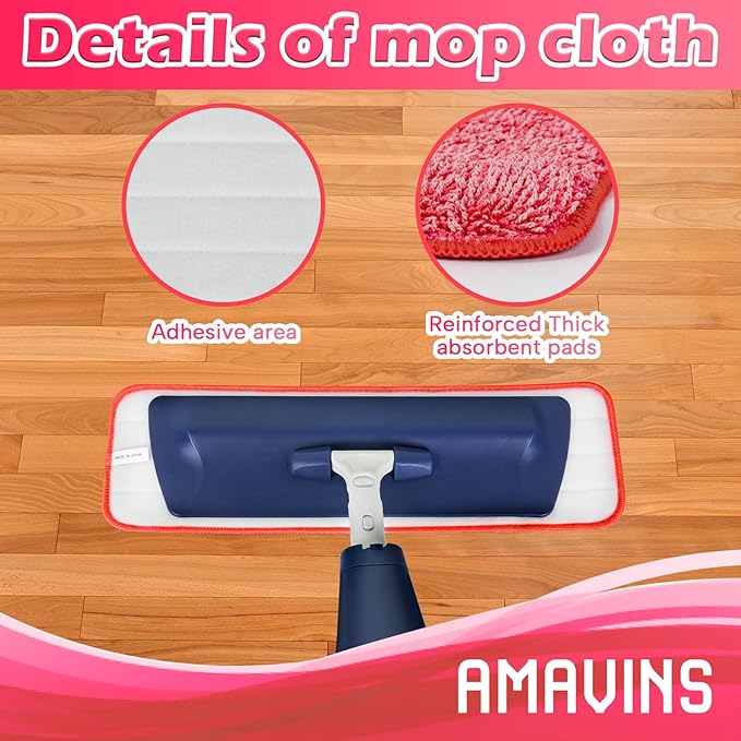 3 Pack Microfiber Cleaning Pads with All Bona Mop, Reusable Microfiber Mop Pads for 18 Inch Mop, Hardwood Floor Replacement Cleaning Mop Pads, Machine Washes