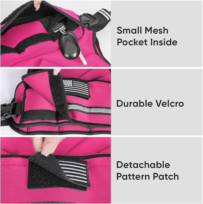 APEXUP Adjustable Weighted Vest, 4-10lb/12-18lb/20-32lb Vest with 6 Ironsand Weights and Large Pocket, Weight Vest for Men Women Strength Training, Running, Walking