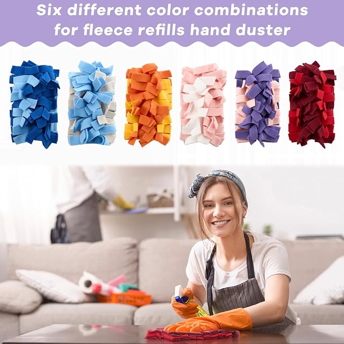 Zubebe 12 Pcs Duster Refill Reusable Fleece Duster Refills Feather Flat Dusters Multi Surface Washable Cleaning Pads Tools for Home, Blinds, Car, Pet, Furniture, Fans (Colorful)