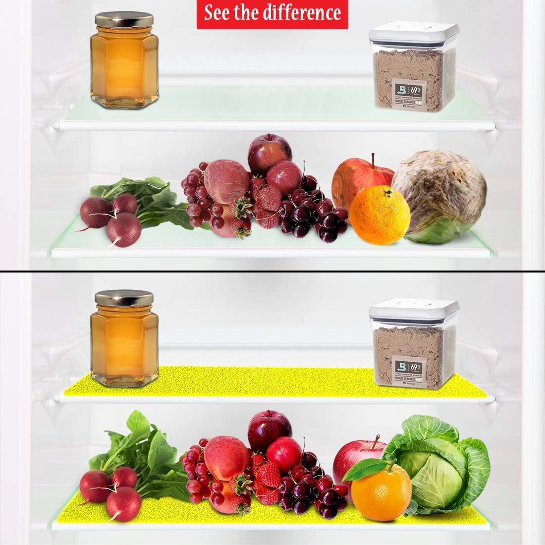 Dualplex® Fruit & Veggie Life Extender Liner for Fridge Refrigerator Drawers, 12 x 15 Inches (6 Pack) – Extends The Life of Your Produce Stays Fresh & Prevents Spoilage, (Yellow)
