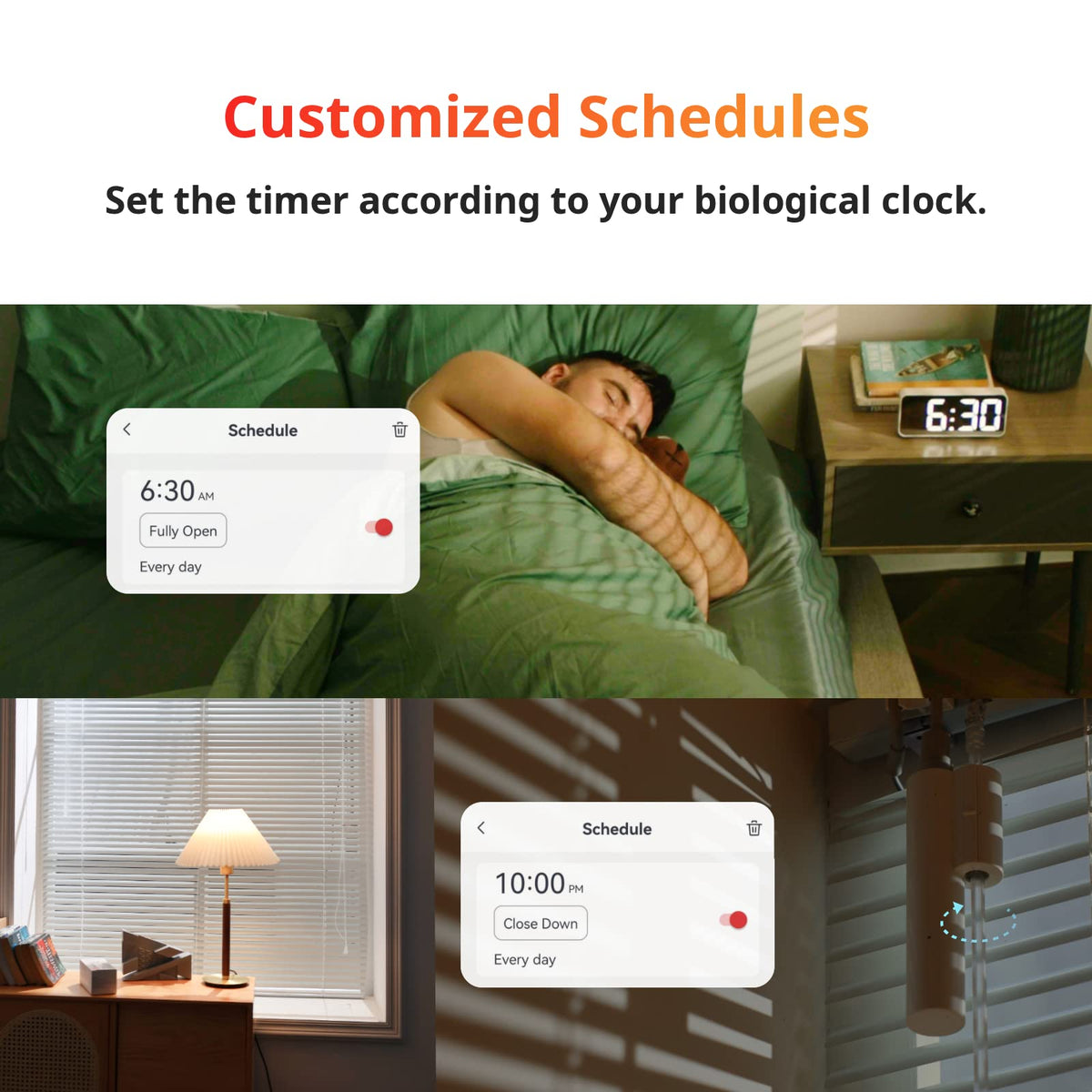 SwitchBot Blind Tilt Motorized Blinds - Smart Electric Blinds, Automatic Blind Opener and Closer, Solar Powered, Light Sensing Control, Add Hub Mini to Make it Compatible with Alexa & Google Home