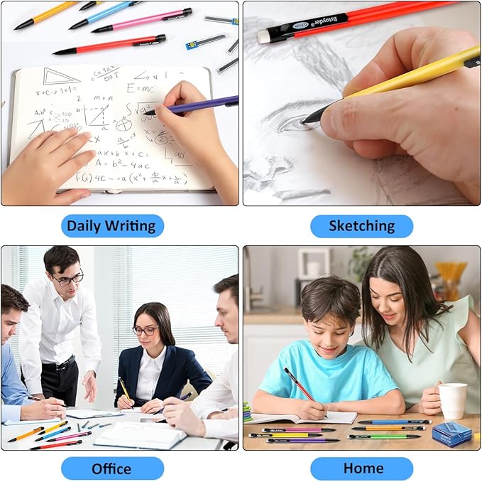 Mechanical Pencils, 0.7mm Medium Point, HB #2 Lead, 210 Pack Bulk Mechanical Pencils and 48 Tubes Refills, Assorted Colored Barrels, Office School Supplies