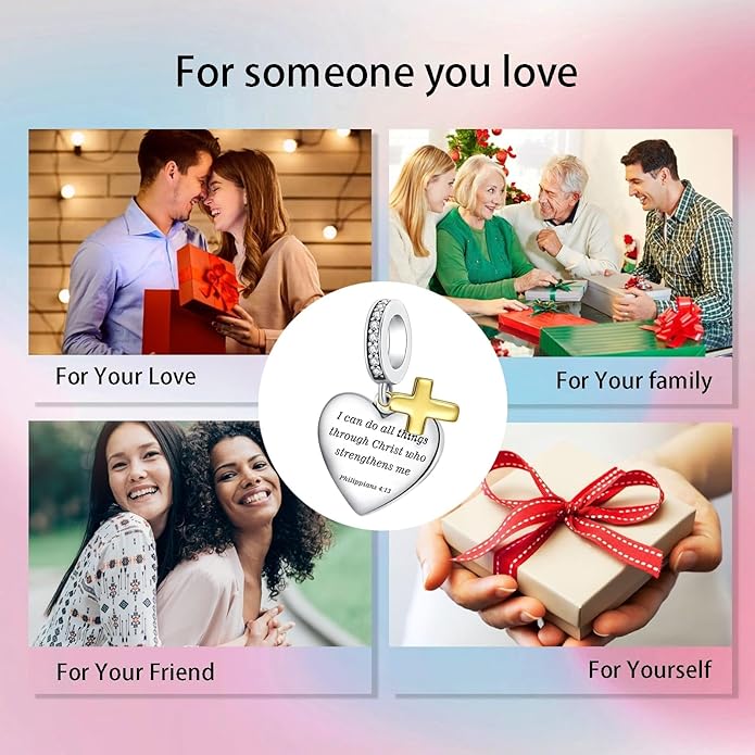 Birthday Fashion Love Heart Dangle Charm 925 Sterling Silver Charms fits Bracelets and Necklace Pendant Bead Charms Jewelry Present for Women Family Friends