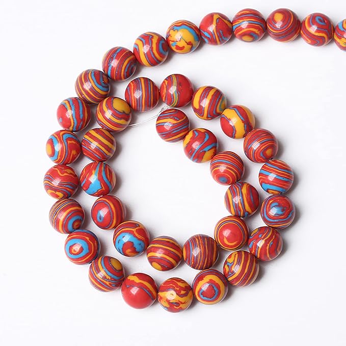 38PCS 10mm Natural Orange Malachite Beads Round Loose Stone Beads for Jewelry Making DIY Bracelet Necklace 15 Inch,Energy Stone Healing Power