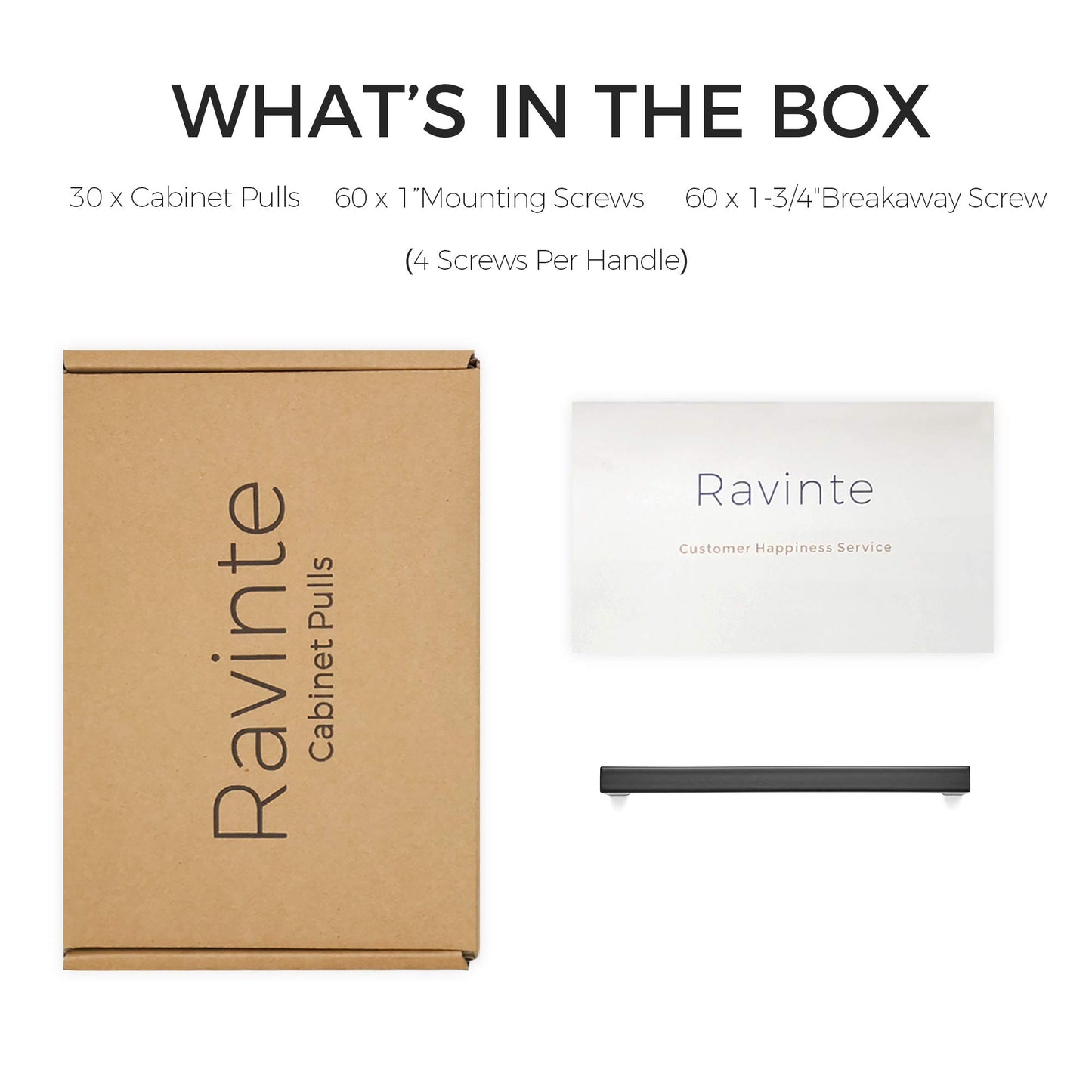 Ravinte 30 Pack Solid 5 Inch Kitchen Square Cabinet Handles Matte Black Pulls Drawer Pulls Kitchen Cabinet Hardware Flat Black Handles