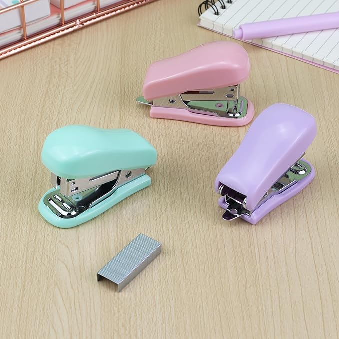 Mini Desktop Stapler Set,20 Sheet Capacity,Includes Built-in Staple Remover and 750PCS No.12 Staples,Small Cute Stapler for Office and School Supplies (Pink)