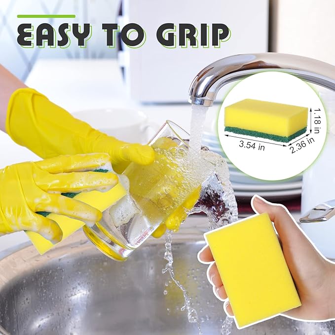 Dish Sponge for Kitchen Multicolor Cleaning Scrub Sponges Dual Sided Scouring Pad Non Scratch Dish Washing Scrubbers Absorbent Dishwashing Sponges for Cleaning Kitchen Dishes Bathroom (100 Pcs)