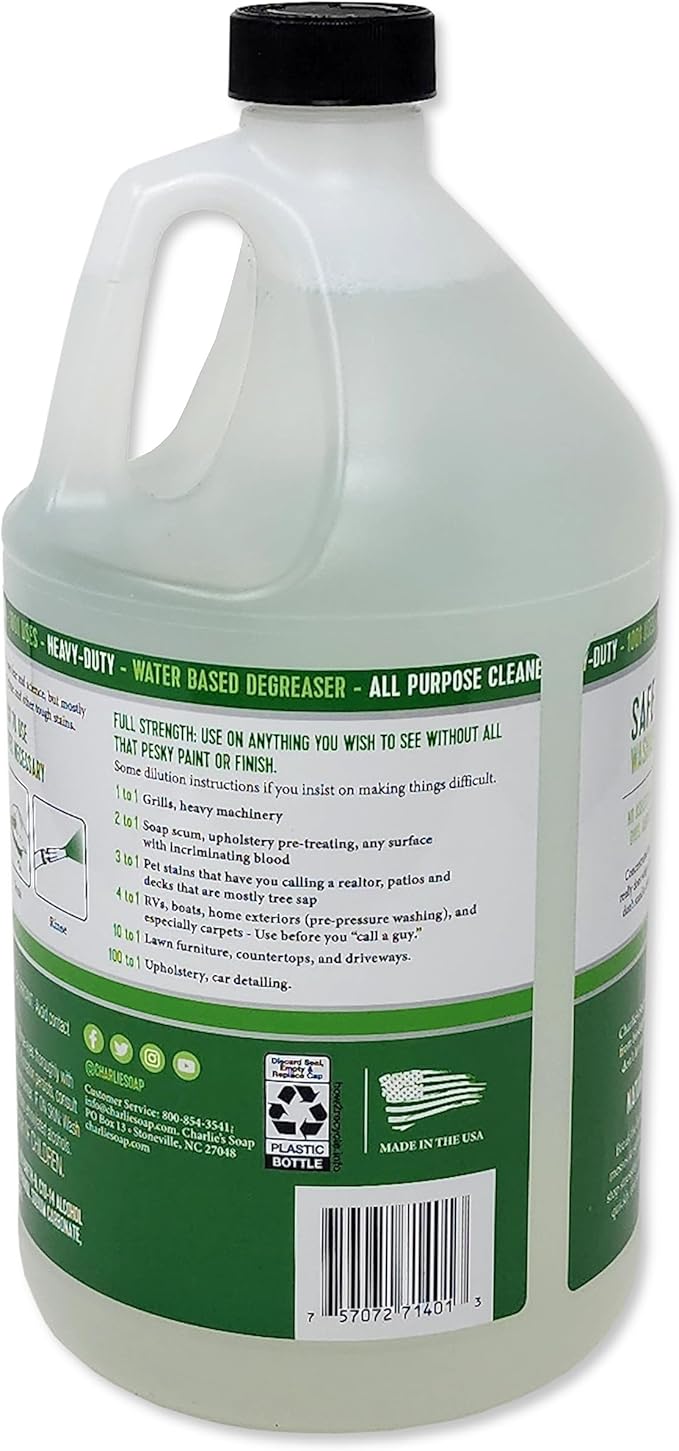 Charlie's Soap 1001 Cleaner - Heavy Duty Biodegradable Concentrated All Purpose Water Based Degreaser (1 Gallon, 1 Pack) - Safe Residential, Commercial, & Janitorial Cleaner