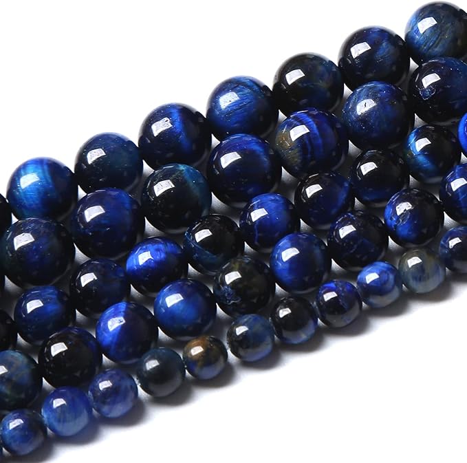 Lapis Lazuli Blue Tiger Eye Beads Natural Stone Round Loose Beads Energy Gemstone Healing Power for Jewelry Making 12mm 32pcs 15"