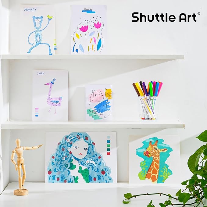 Shuttle Art 384 Pack Washable Super Tips Markers, 16 Assorted Colors Conical Tip Large Markers Bulk with a Box, Bonus Caps, Home Classroom School Supplies for Toddlers Kids Adults Students Teachers