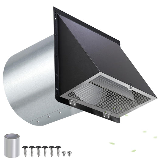 10 Inch Wall Vent Cover,Exhaust Vent Hooded Wall Vent with Screen and Damper,Outdoor Wall Exhaust Vent Cap Exterior Air Vent Cover for Kitchen Range Hood HVAC Duct Dryer Ventilation,Galvanized Steel