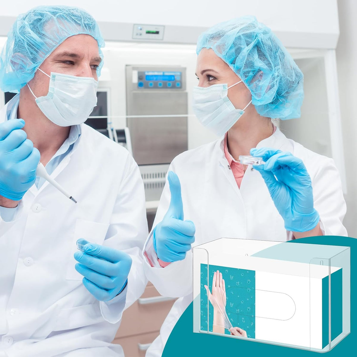 2 Pack Glove Holder for Wall Mount: Magnetic Gloves Box Holder, Clear Acrylic Kitchen Rack, Acrylic Disposable Rubber Latex Glove Dispenser
