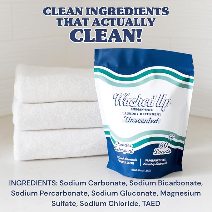 Unscented Laundry Detergent Powder | Fragrance-Free | Safe for Sensitive Groups | Powerful Clean | Plant & Mineral-Based | Made in USA