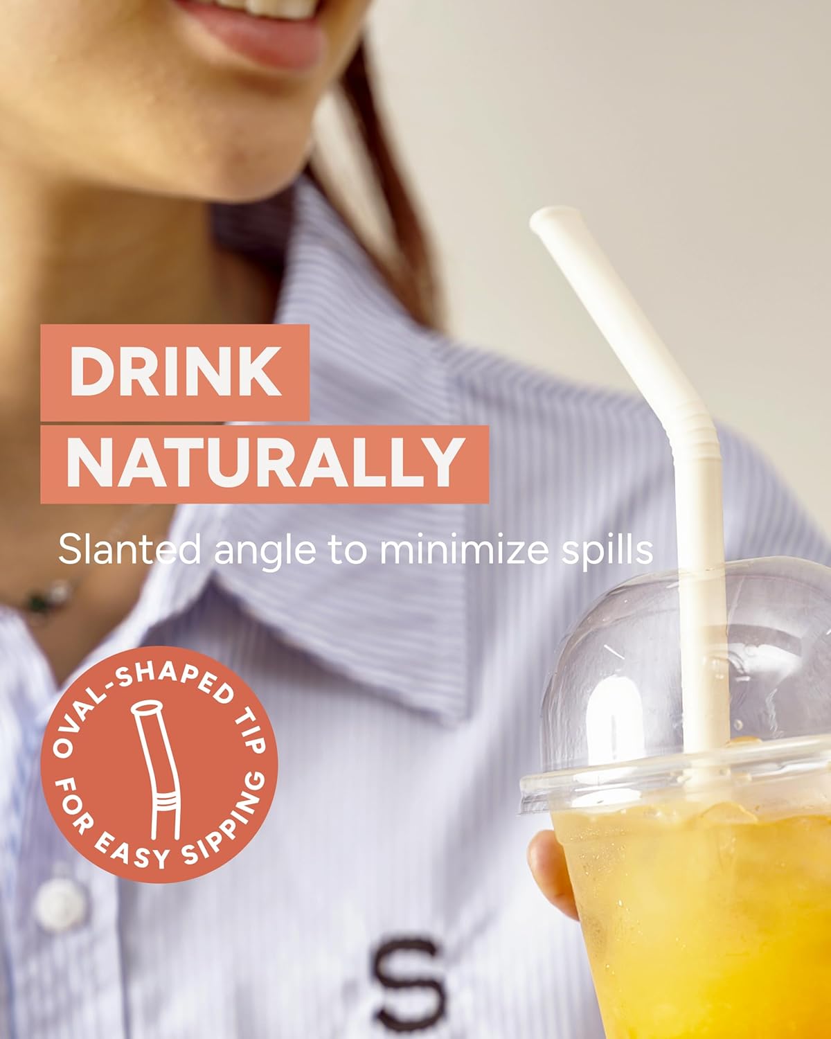 Nightingale 14” Silicone Tumbler Straws - Compatible with Stanley 40 oz cup - Reusable Flexible Long Bendy Drinking Straw with Cleaning Brush for Tall Tumblers - Food-Safe - Set of 6 Oak