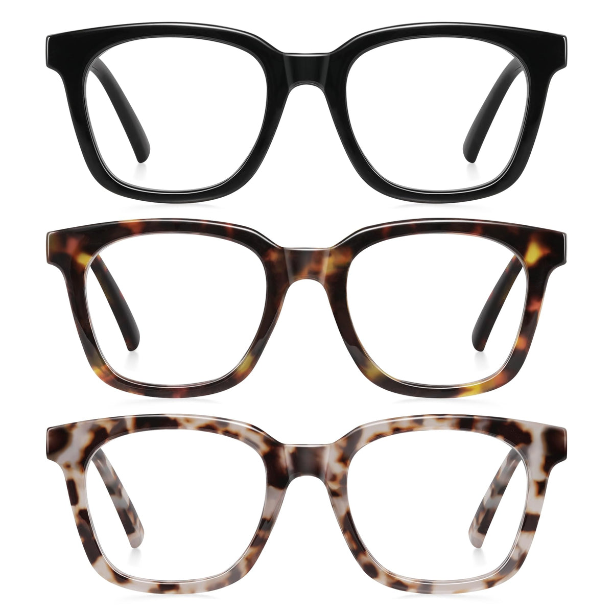 AIMISUV Reading Glasses for Women Men - Blue Light Blocking Magnifying Readers,Oprah Square Anti-Glare Computer Eyeglasses(3Pack,3.0X)