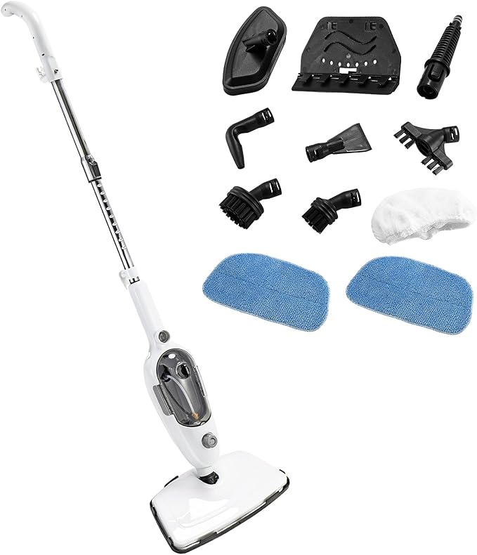 Steam Mops for Floor Cleaning, 10-in-1 Multipurpose Deep Steam Cleaner Mop for Home, Floor Steamers for Hardwood and Tile, Vinyl, Laminate, Carpet, Hard Floors with Attachments