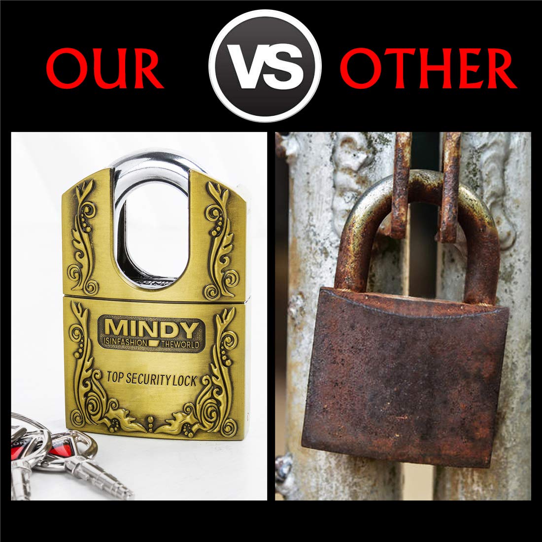 3 Keys 40mm Heavy Duty Warehouse Shrouded Hardened Keyed Padlock Top Security Lock