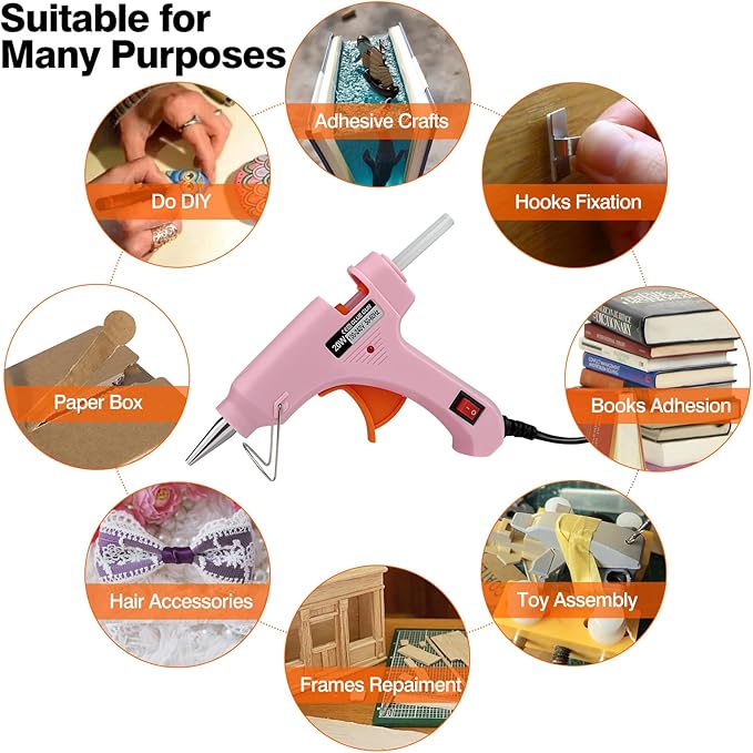 Mini Hot Glue Gun, Hot Melt Gun with 30 Glue Sticks for Arts Crafts, Mini Glue Gun Kit for Kids School Craft and Quick Home Repairs (Multicolored, 20W, 8 Pieces)