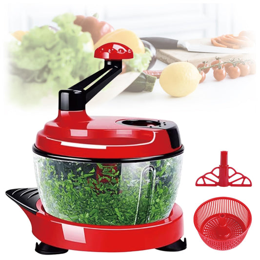 Multi-Functional Manual Food Chopper Processor, 8-Cup Capacity, Hand-Powered Kitchen Helper with 420 Stainless Steel Blades, for Chopping Vegetables, Nuts, Meat & Salsa