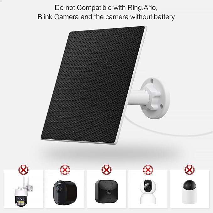 Solar Panel Charger for Security Camera Outdoor, 5W Solar Panels with Micro USB & USB C Adapter for DC 5V Rechargeable Battery Camera, IP65 Waterproof, 360°Adjustable Mounting, 9.8 Ft Charging Cable