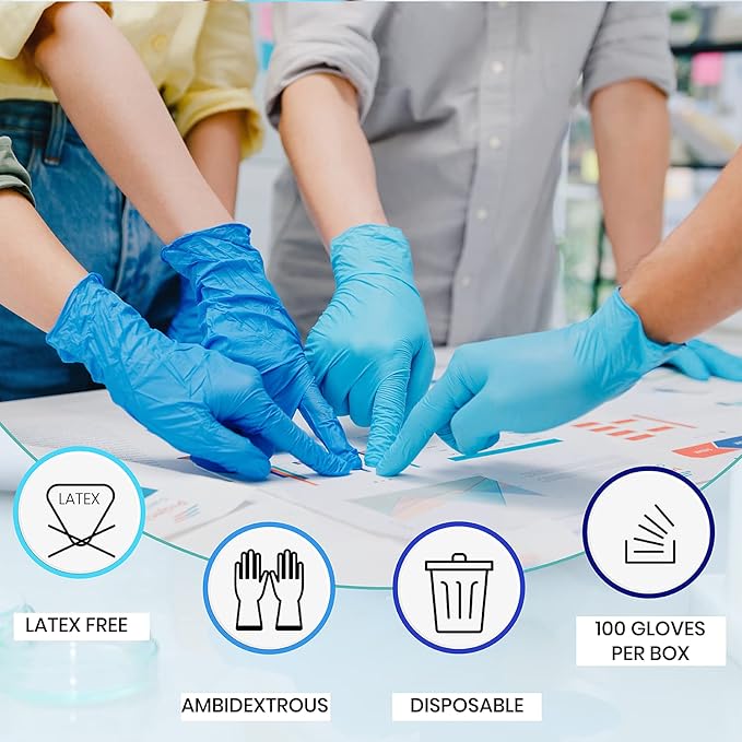 Blue Nitrile Gloves, Disposable Gloves, Comfortable, Powder Free, Latex Free