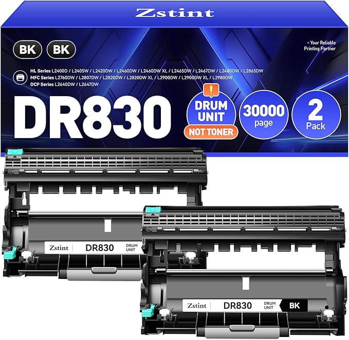 DR830 Drum Unit(Not Toner) 2-Pack Replacement for Brother DR830XL DR-830 Drum Unit use with DCP-L2640DW HL-L2460DW HL-L2405W HL-L2480DW MFC-L2820DW MFC-L2807DW MFC-L2760DW HL-L2400D HL-L2865DW Printer