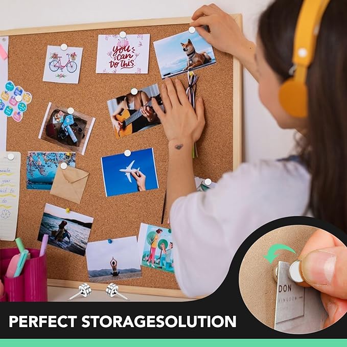 E BAVITE Magnetic Push Pins Thumb Tacks, 18 Sets Magnet Pushpins for Wall Bulletin Board Cork Board Cute Decorative Push Pin Clips for Poster Hanger Picture Hanging Classroom Accessories