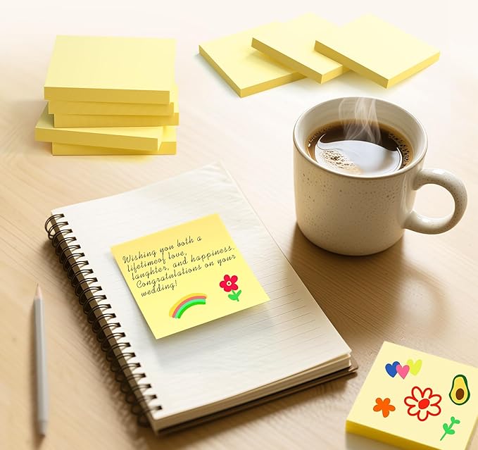 2 x 1.5in Sticky Notes Mini, Yellow Sticky Notes,1600pcs Notes Pads Small Memo Pads,100 Sheets/Pad Strong Self-Stick Pads, Bulk Tiny Pads Easy to Post Notes for Home, Meeting(16Pack)