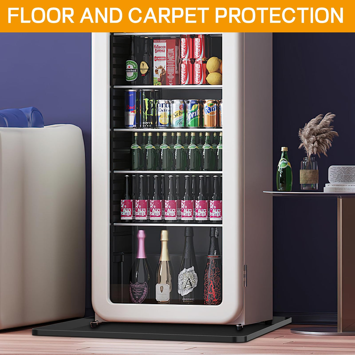 Ieesspd Mini Fridge Silicone Mat,24''x24''x0.5'', Under Refrigerator Mat Mini Fridge Drip Pan Prevents Appliance Leakage Water Spills, Protects the Floor From Damage and Cleanliness(Black)