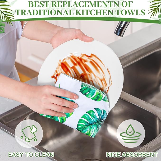 36 Pack Reusable Cleaning Cloths Washable Cotton Kitchen Towels for Home