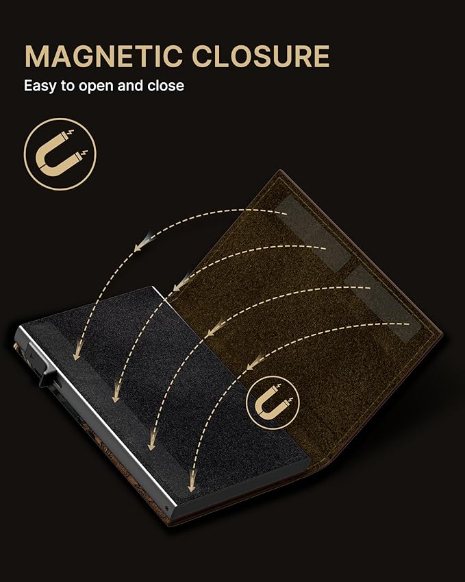 typecase Mens Wallet Card Holder: Pop Up Aluminum Case, Carbon Fiber Leather, Smart, RFID Blocking, Slim, Minimalist, Front Pocket - 9-14 Card Capacity | ID Window | Cash Slot (Skull)