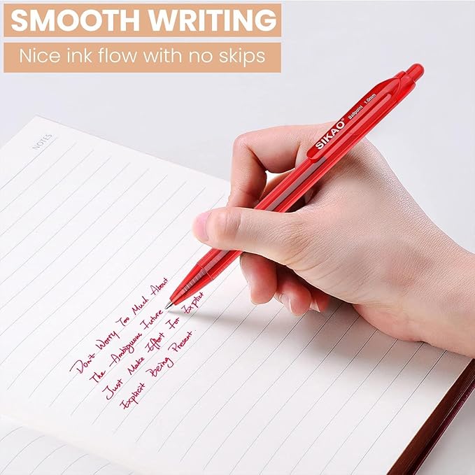 Red Pens Bluk | 30 Pack Durawrite Retractable Ballpoint Smooth Writing | Ball Point Click Pens Red Ink 1.0mm with Clear & Vivid Lines for Servers School Office Supplies, Lapiceros