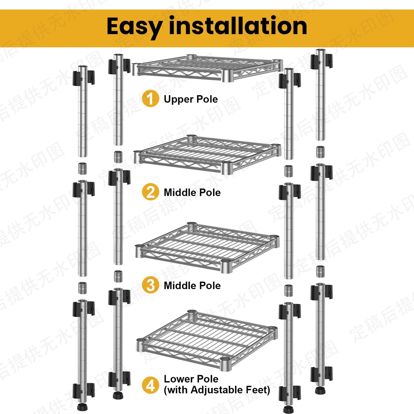 14" Metal Wire Shelving Unit Storage Shelves 4 Tier Adjustable Shelf Sturdy Steel Rack Standing Units Organizers organize for Laundry Bathroom Kitchen Closet Basement Garage Pantry Narrow Mesh Utility