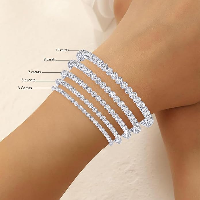 Houston Diamond District 3 to 30 Carat Classic LAB GROWN Diamond Tennis Bracelet 3 Prong Luxury Collection (D-E Color, VS1-VS2 Clarity)