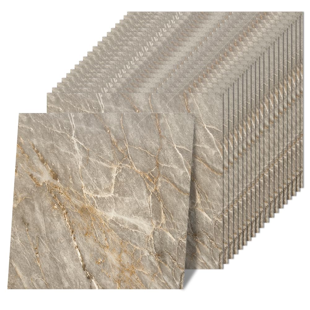 Norine Peel and Stick Floor Tile 12 x 12 Inch Self Adhesive Marble Vinyl Flooring Tile Waterproof Removable Sticker Tiles for Bedroom Bathroom Kitchen, 20 Pack
