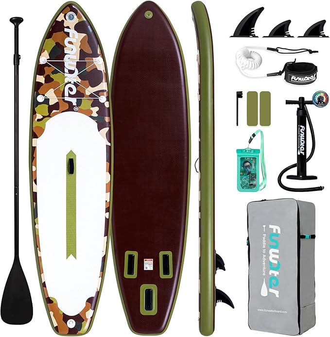 FunWater Inflatable Stand Up Paddle Board with Premium SUP Paddleboard Accessories, Anti-Slip EVA Deck, 11'6''/11'/10'6'' Paddle Boards for Adults & Youth of All Skill Levels