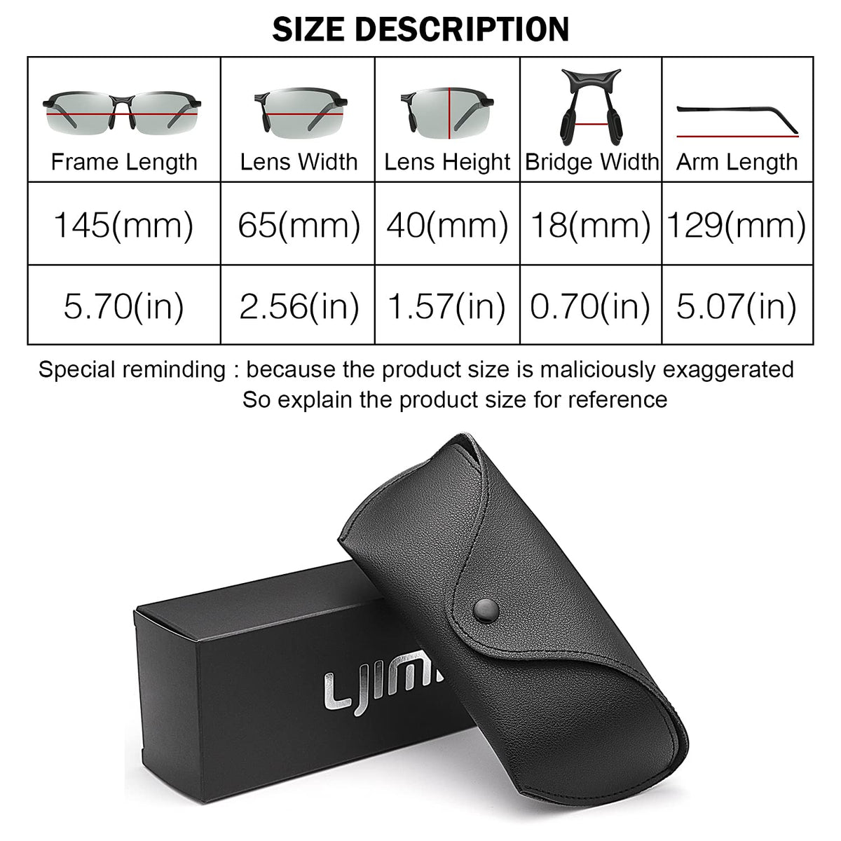 YIMI Polarized Photochromic Driving z87 Sunglasses For Men Day and Night safety glasses (Black Frame)