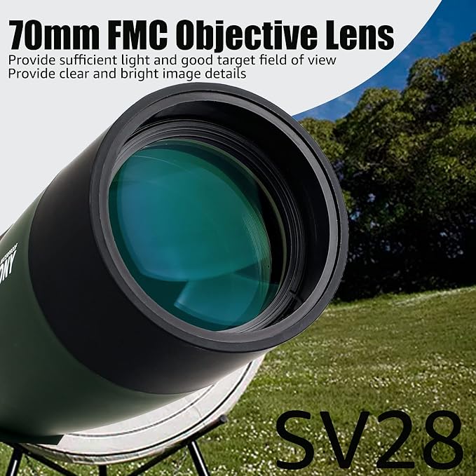 SVBONY SV28 Spotting Scopes with Tripod and Phone Adapter, Angled 25-75x70mm Spotter Scope, Waterproof Fogproof Spotting Scope with Desktop Tripod for Bird Watching, Target Shooting, Wildlife Viewing