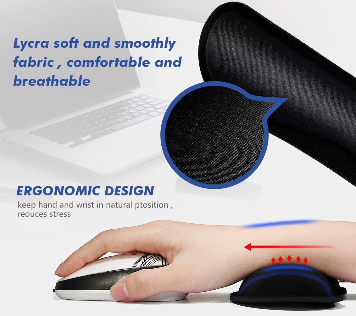 TONOS Keyboard Wrist Rest - 17" Wrist Rest for Computer Keyboard with Memory Foam, Ergonomic Design Wrist Rest Set for Easy Typing, Wrist Pain Relief, Anti-Skid Wrist Rest for Office/Gaming/Laptop