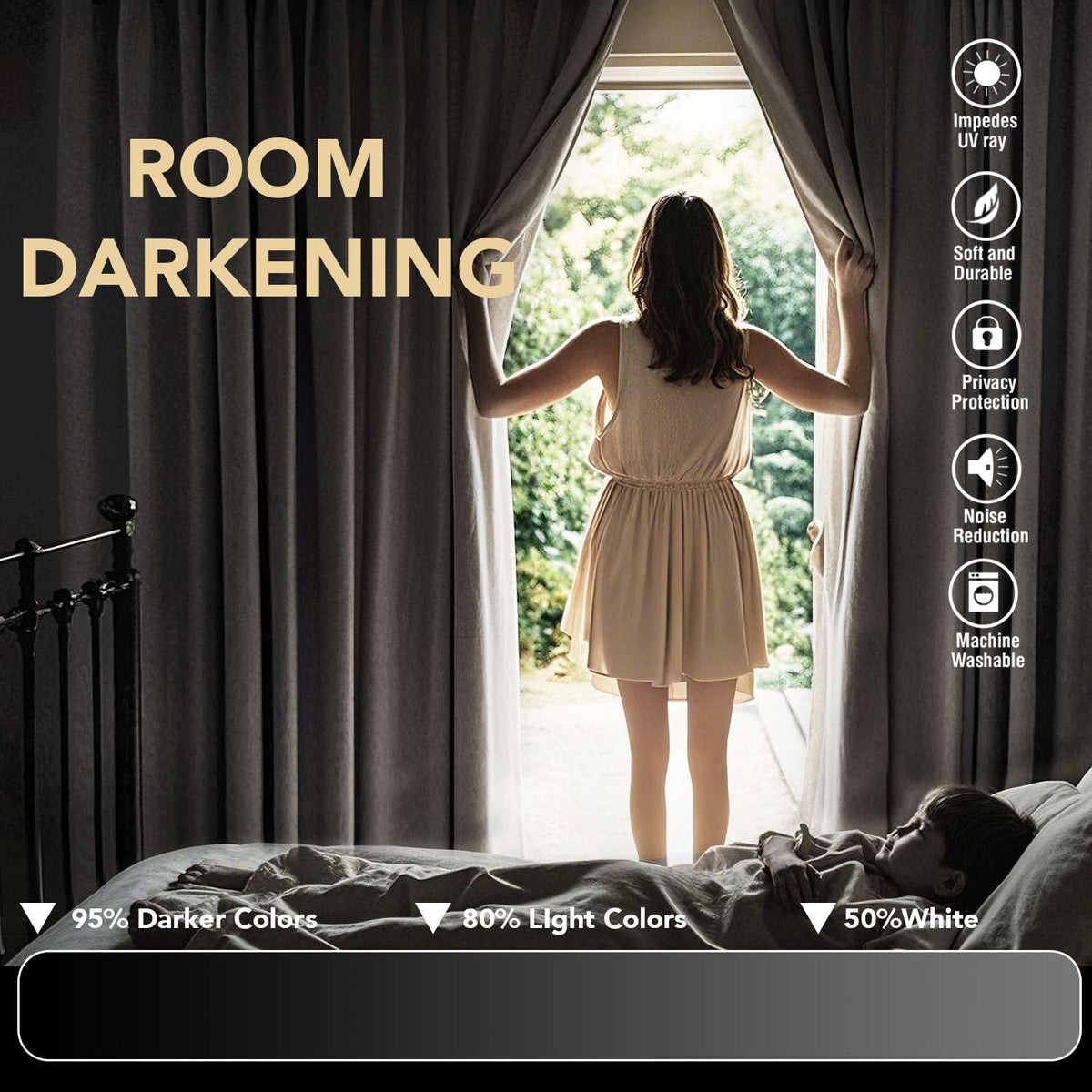 H.VERSAILTEX Blackout Curtains for Bedroom Thermal Insulated Room Darkening Living Room Curtains 63 Inch Long Grommet Privacy Protection Window Curtain Panels/Drapes for Nursery,2 Panels,Ivory/Cream