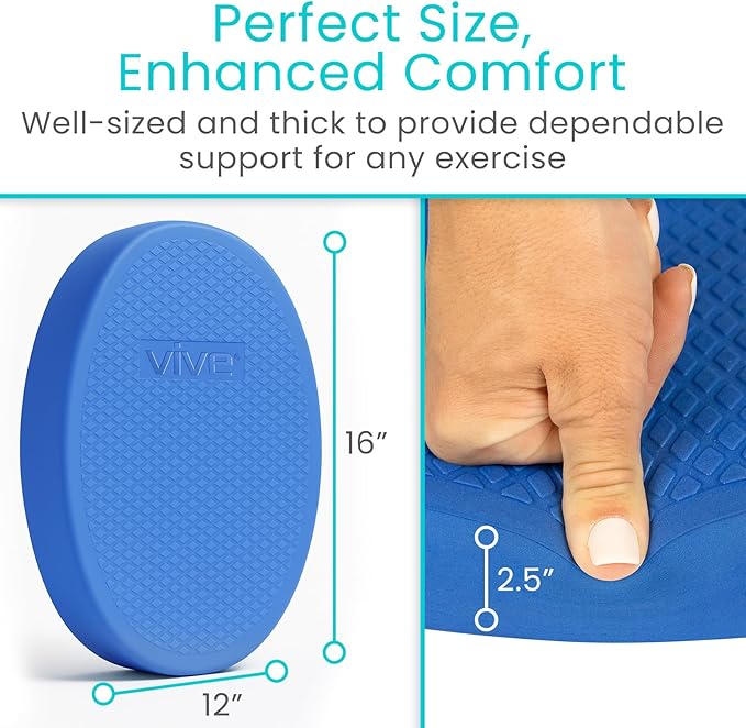 Vive Oval Balance Pad - Wobble Cushion For Physical Therapy And Rehabilitation Equipment - Soft Stability Trainer Foam For Workouts, Yoga, Core Strength And Pilates - Device For Women, Men And Kids