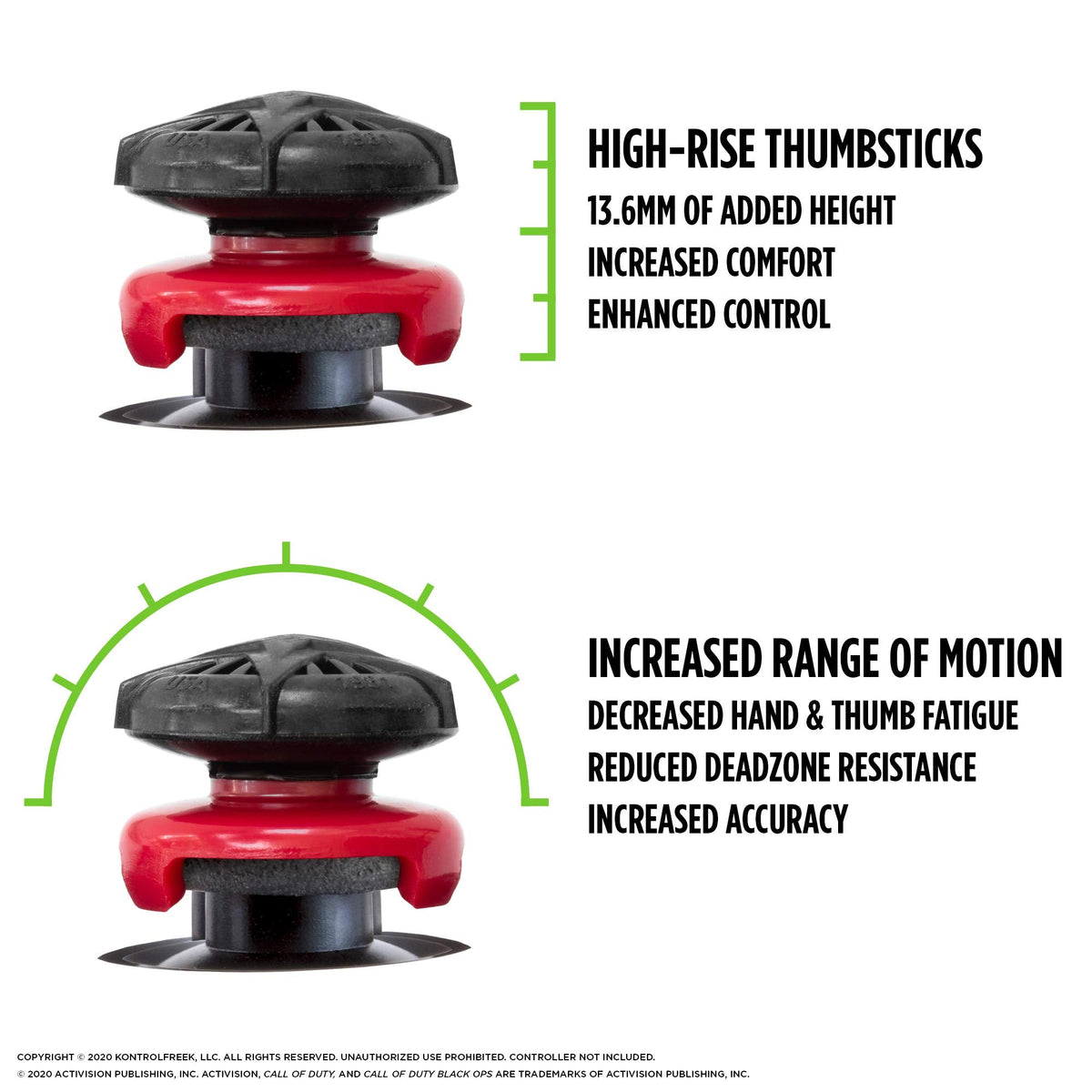 KontrolFreek Call of Duty: Black Ops Cold War Performance Thumbsticks for PlayStation 4 (PS4) and PlayStation 5 (PS5) | 2 High-Rise, Convex | Black/Red