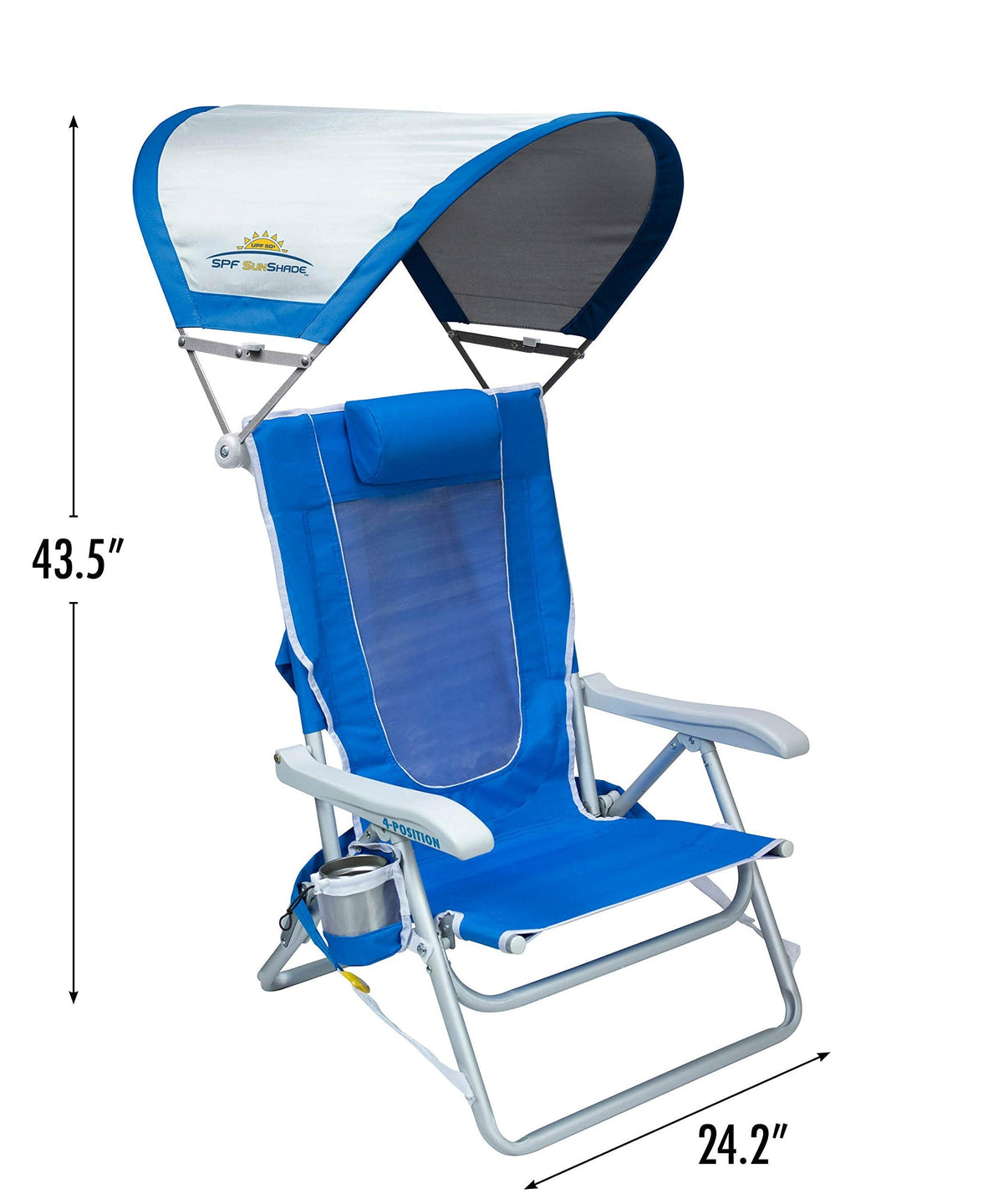 GCI Outdoor Waterside SunShade Backpack Beach Chair with Canopy Shade