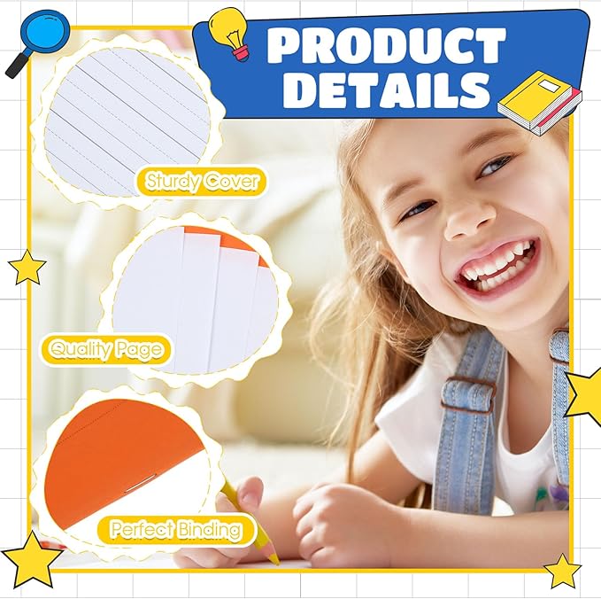 Henoyso 24 Pcs Primary Composition Notebook K-2 9 3/4 x 7 1/2 Inch Primary Journal, Back to School Supplies, Bulk Blank Writing Book for Kid to Write Draw Journal 60 Page Notebooks (Colorful)