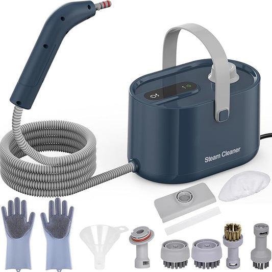 10-in-1 Multipurpose Steam Cleaner, Handheld Steamer for Cleaning Home & Auto Car, High Pressure Steam Cleaner for Grill Floor Window Upholstery Kitchen Bathroom - 1200W, Portable, Fast-Heating, Blue