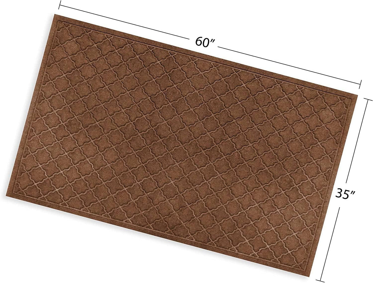 WaterHog Heavy Duty Doorway Mat, 3' x 5', Made in USA, Durable & Skid-Resistant Entryway Mat, Water-Trapping, Indoor/Outdoor Decorative Floor Covering, Cordova Collection, Dark Brown