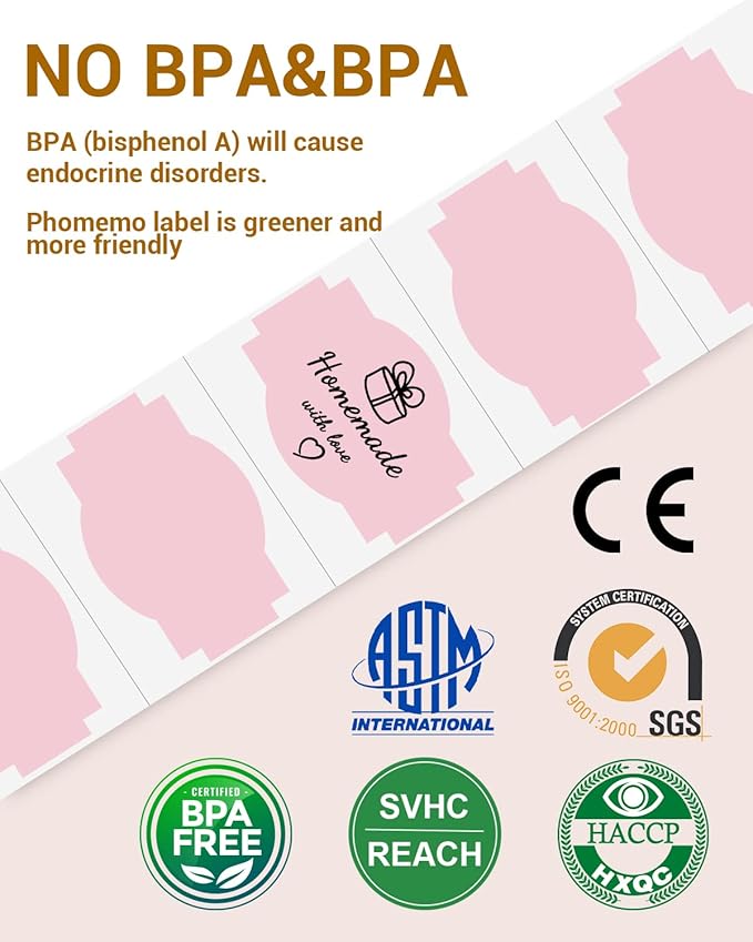 Phomemo Pink Thermal Labels for Shipping Label Printer for Small Business Supplies - 3" x 2" Commercial Grade Round Stickers Roll for Custom Stickers Personalized & Business - 500 Pink Labels/Roll